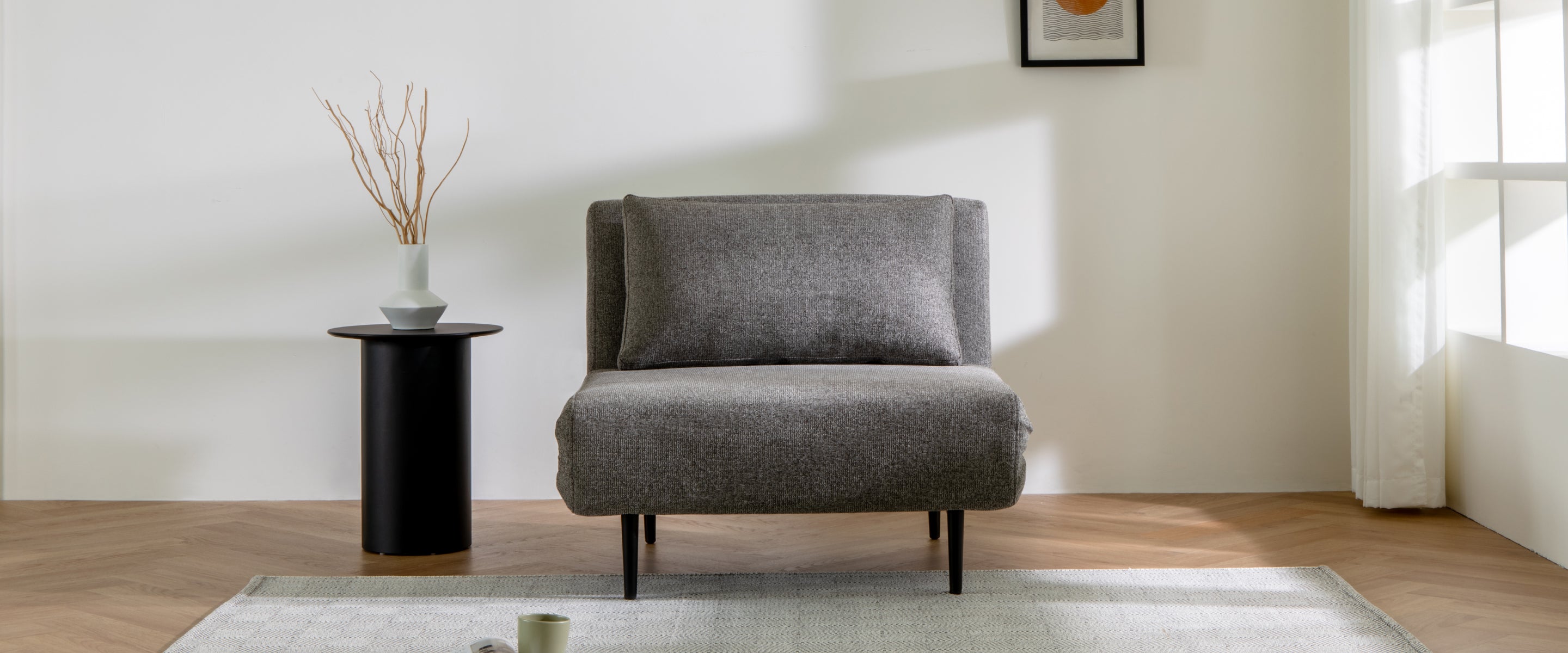 灰色單人折疊梳化床