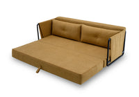 黃色布藝梳化床-有扶手沙發床